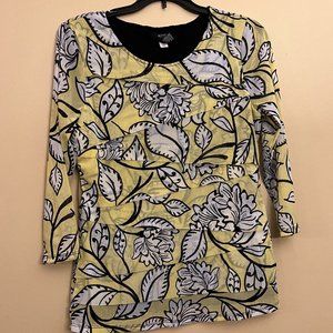 Alfani Women's Layered front floral Top, Yellow, Size PL